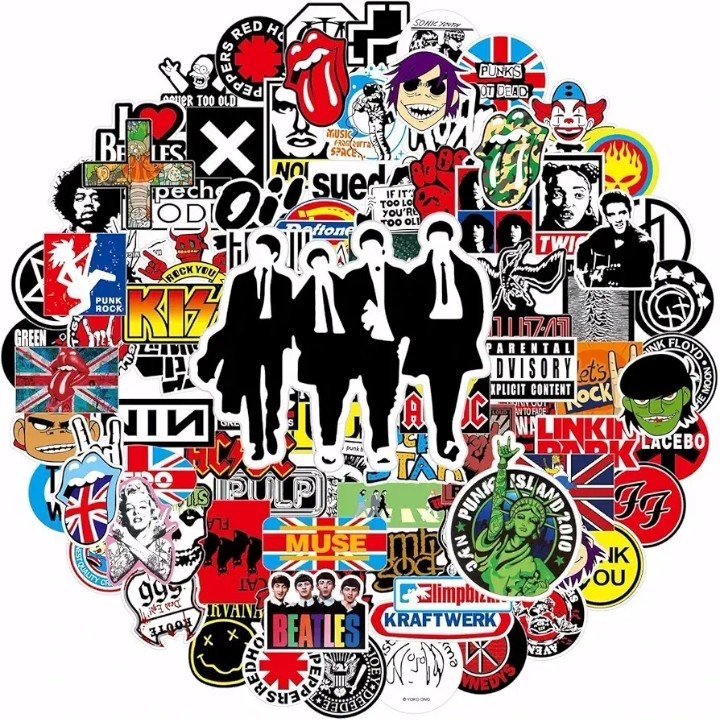 300pcs Rock Band Logo Stickers Decal Lot Punk Vinyl Music Heavy Metal Laptop USA