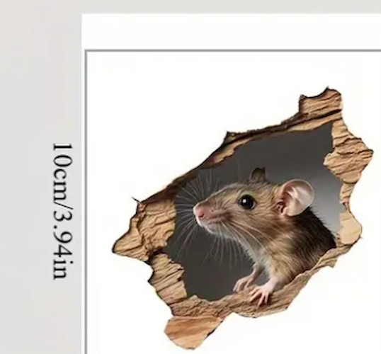 Realistic Brown Cute Mouse A Rat Rodent Wall Sticker Realistic Decal Kitchen