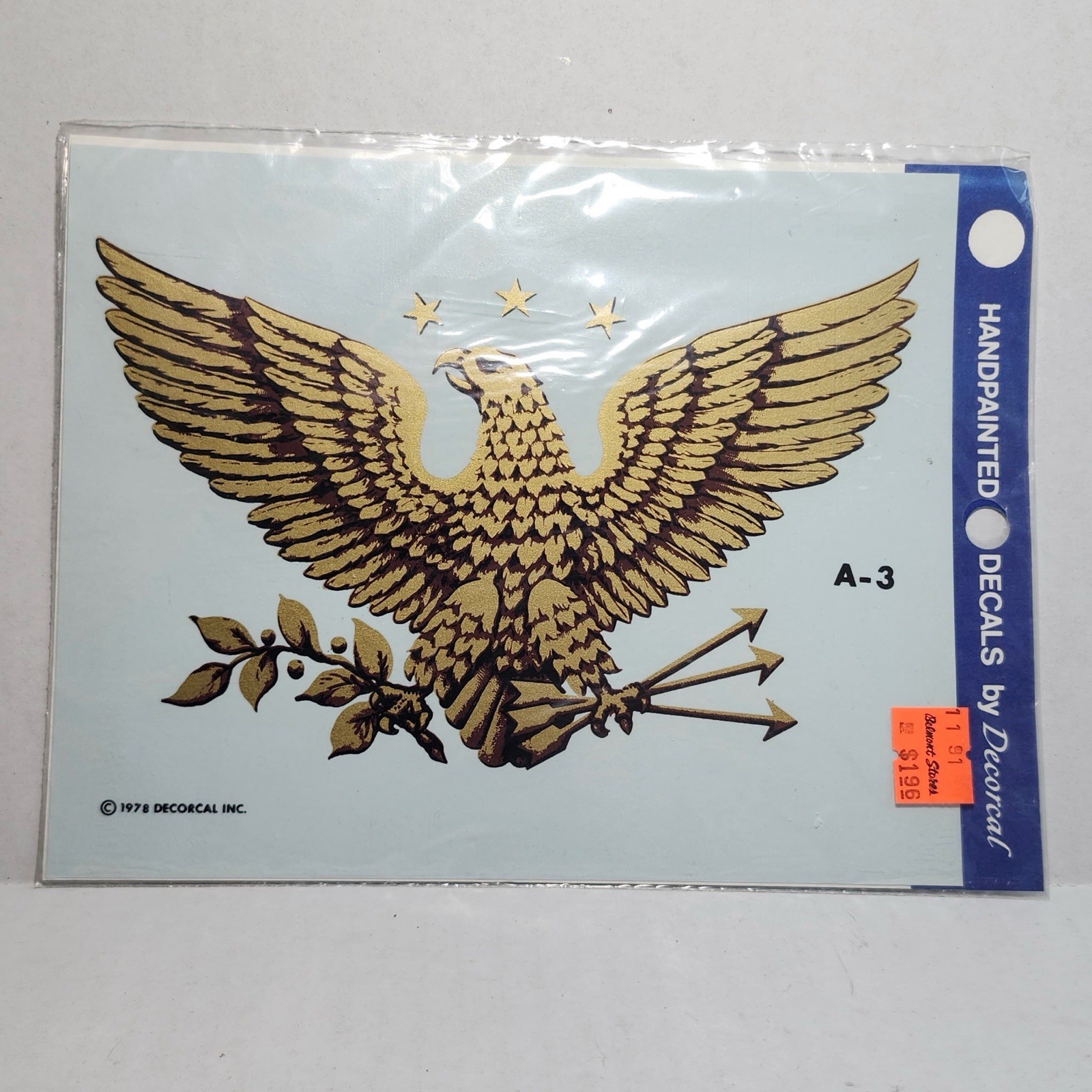 Hand painted Decal By Decorcal A-3 Vintage 1978 Eagle America Stars New Sealed
