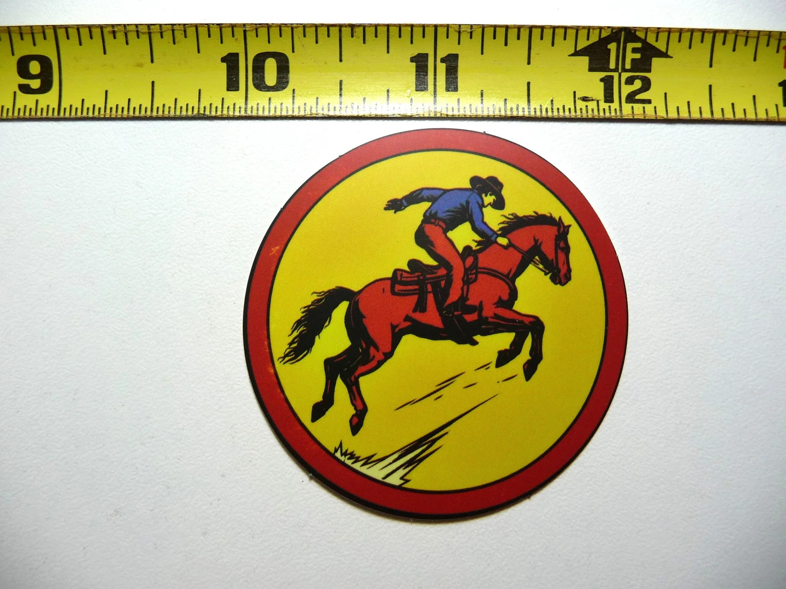 COWBOY STANDING SADDLE HORSE SMALL STICKER DECAL COUNTRY WESTERN THEME