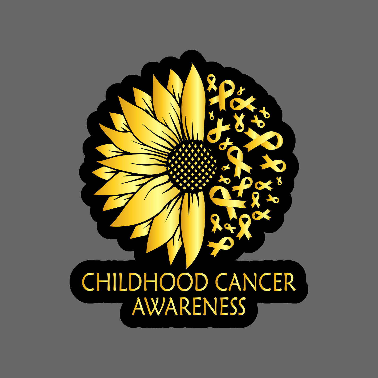 Childhood cancer sticker vinyl decal sunflower gold ribbon awareness