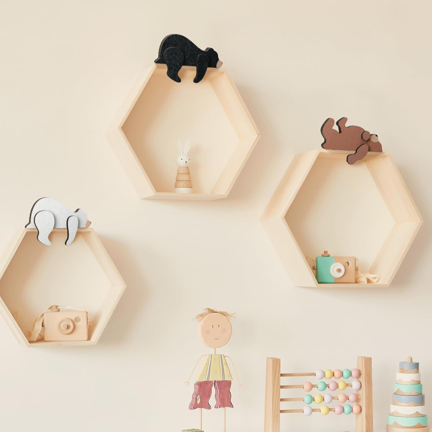 3 Pcs Forest Woodland Nursery Decor for Wooden Bear Door Topper Decoration Wilde