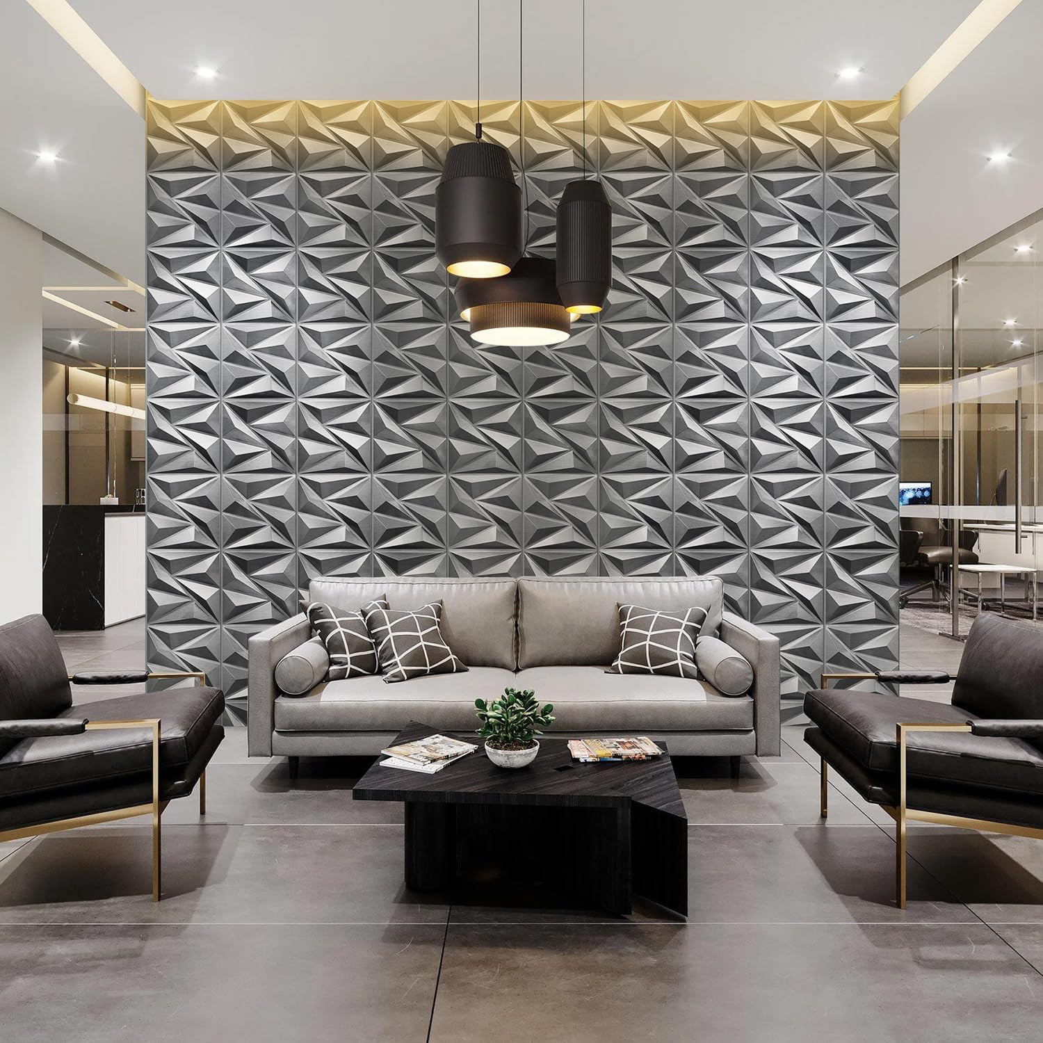 33 Pack 3D Textured Wall Panels – Brushed Silver Decor for Any Room