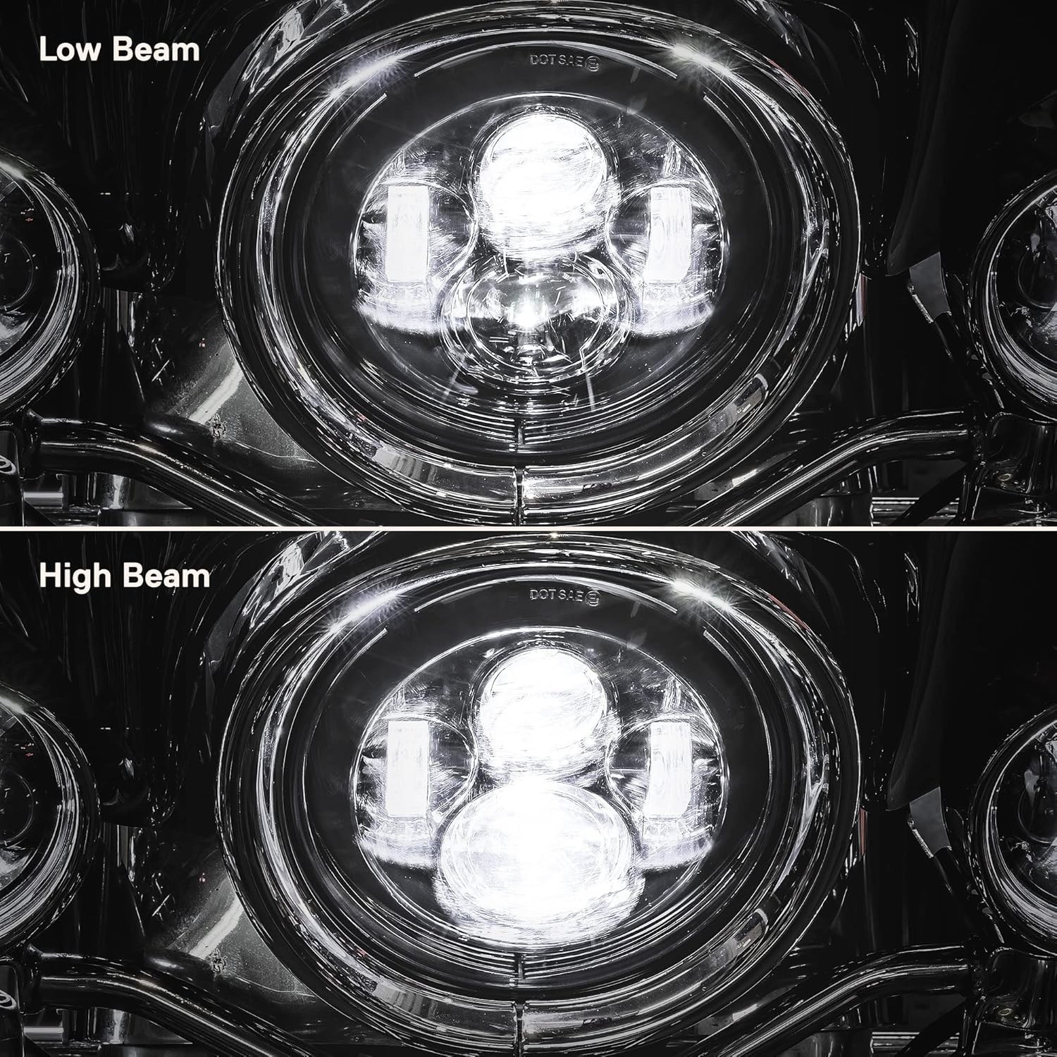 TRUE MODS 7" LED Headlight for Harley Davidson [Black-Finish] H4 Converters Plug