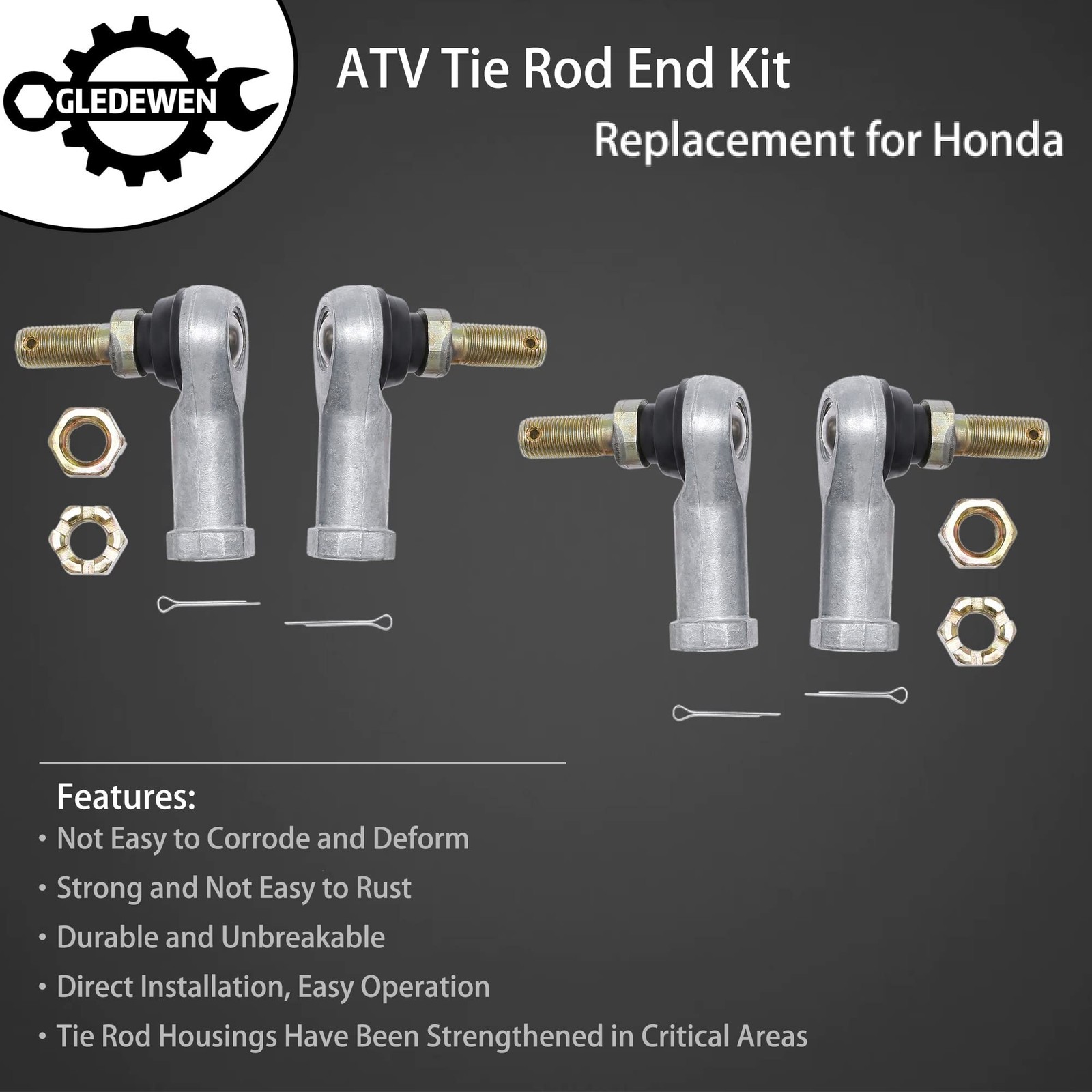 Tie Rod End Kit Compatible With 1997-2017 Honda Foreman 400/450 / 500 2001