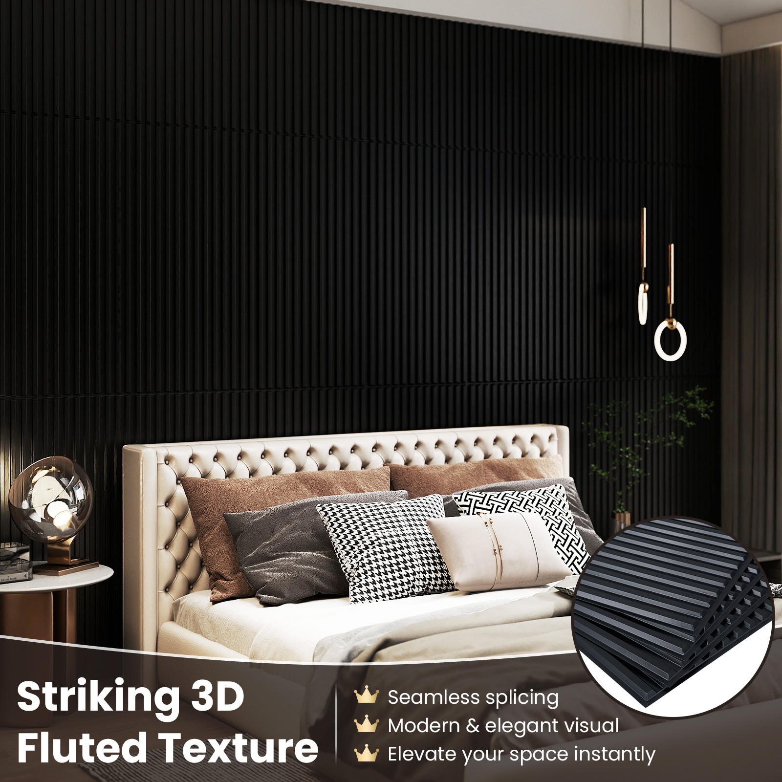 12-Pack PVC Slat Wall Panels, 3D Fluted Panels for Interior Wall Decoration