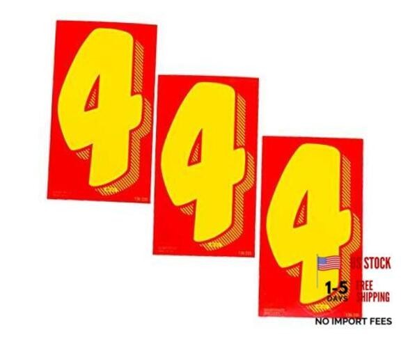 EZ Line Vinyl Decals for Cars Red and Yellow Large Number Stickers Windshield