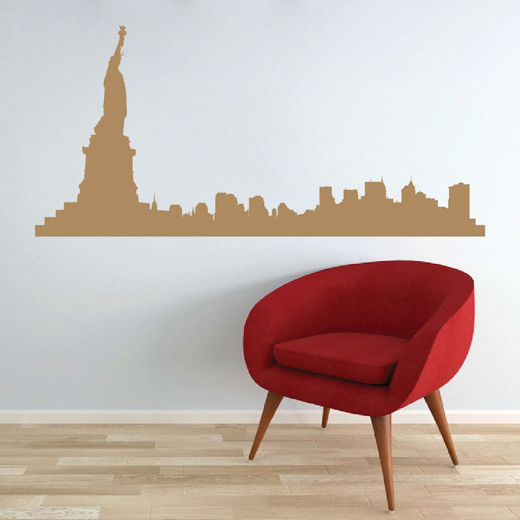 New York Skyline Wall Decal USA Wallpaper Mural Vinyl Removable NYC Design, g61