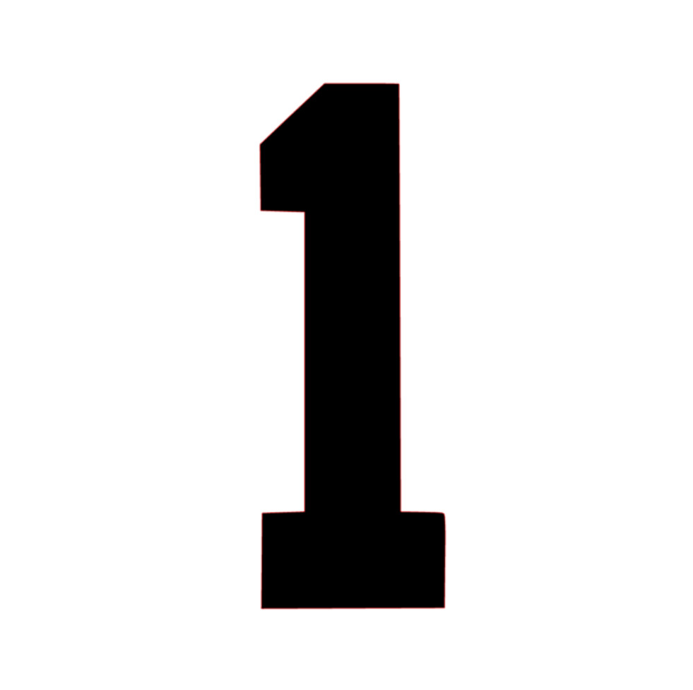 Number One 1 Decal PICK SIZE COLOR Vinyl Sticker Jersey Athlete Varsity Sport
