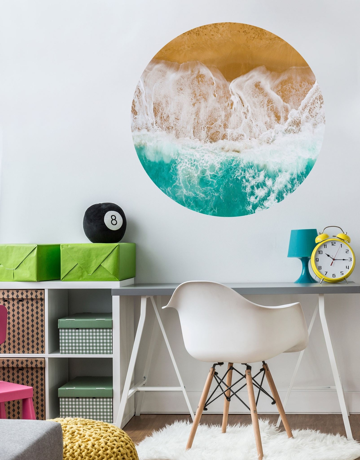 Beach Theme, Sand and Ocean Waves Wall Decal. Peel and Stick Wall Decal. Reposit