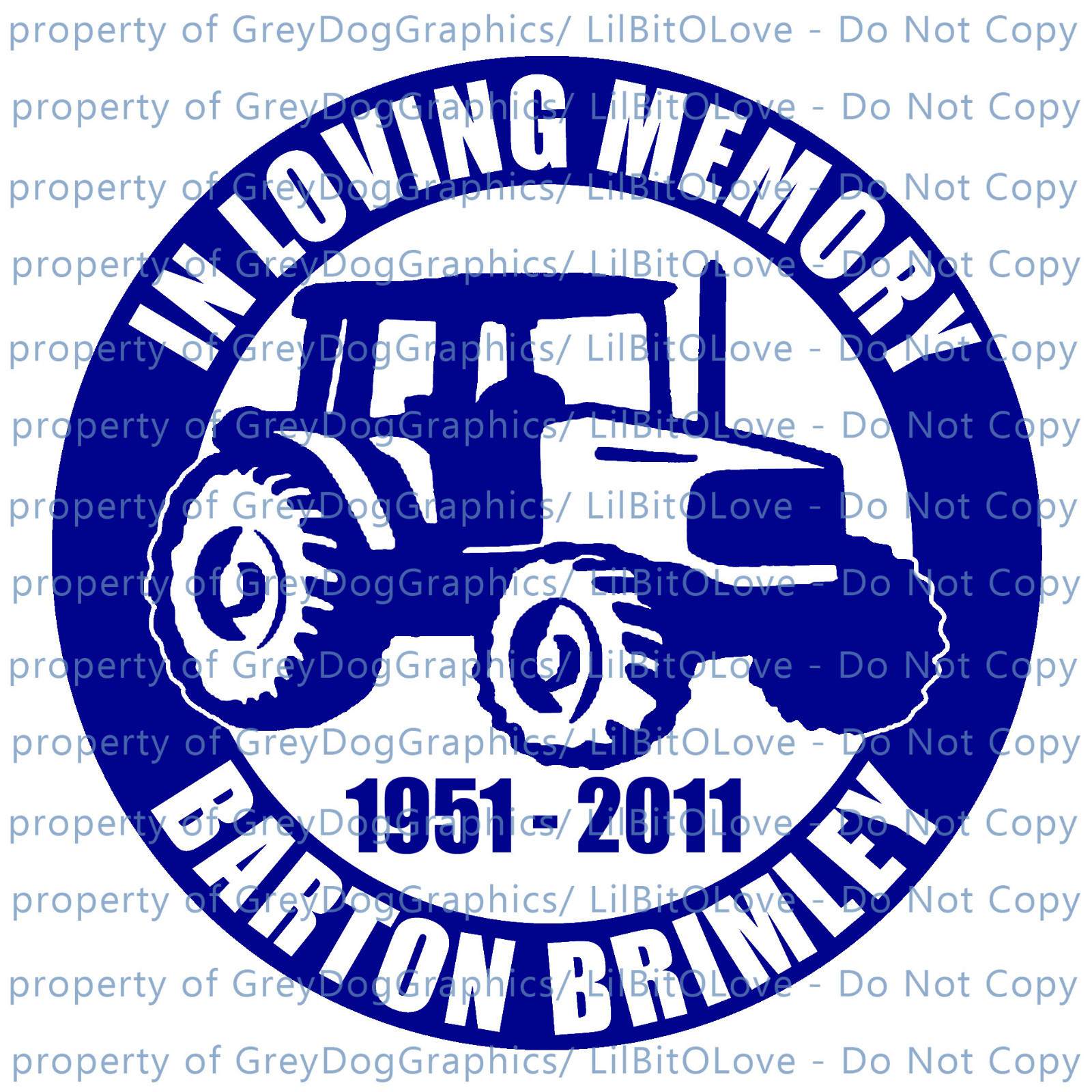 PERSONALIZED IN MEMORY VINYL DECAL FARMER TRACTOR FARM NAME DATES STICKER
