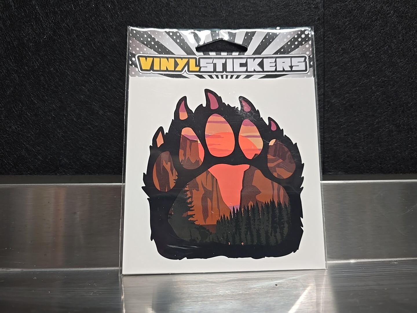 Bear Claw & Mountains Vinyl Sticker – 4in x 4in