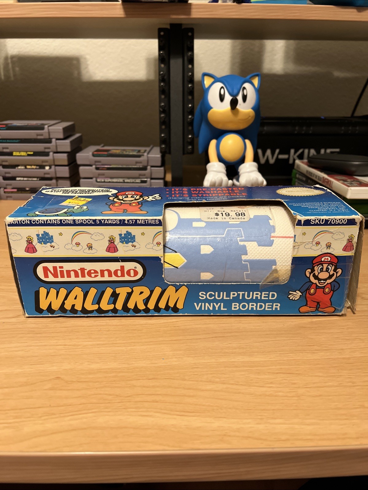 Nintendo Super Mario Vinyl Walltrim (1989) *Peach* New In Original Box 5 Yards