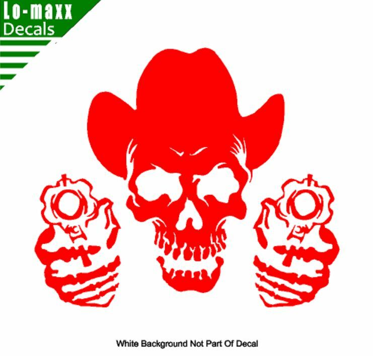 Cowboy Skull And Guns Western Country Car Truck SUV Quality Die Cut Vinyl Decal