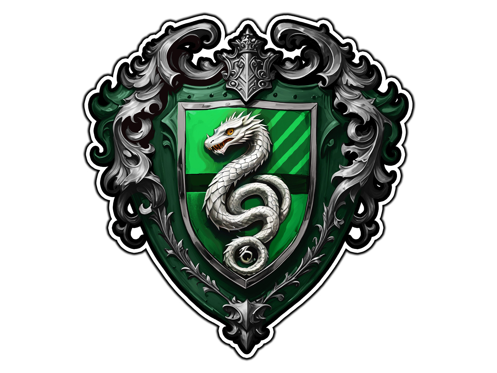 #303 Slytherin House Crest Fancy Logo Waterproof Vinyl Sticker Decal Die-Cut