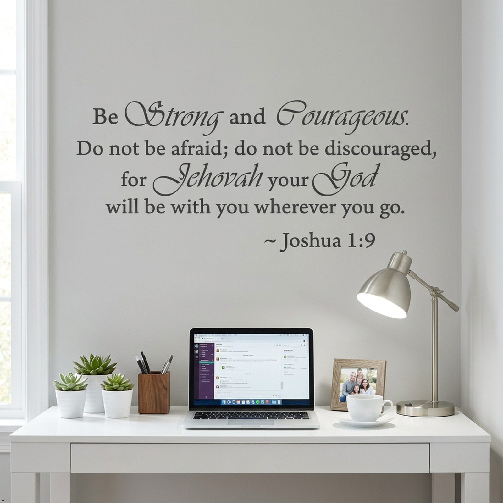 Be Strong and Courageous Joshua 1:9 Religious Wall Quotes Arts Bible Verse Vinyl