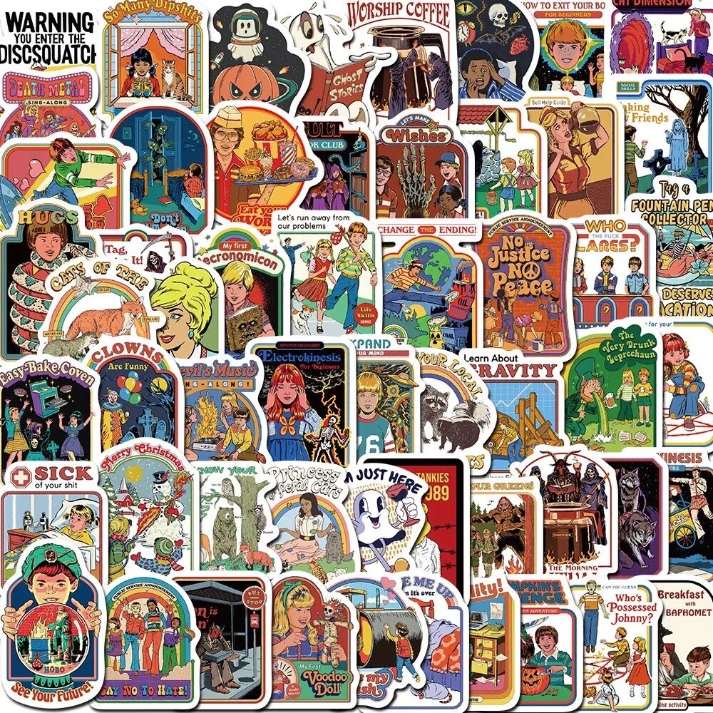 Steven Rhodes Stickers 50pk Mixed Sarcasm Cartoon Themed Random Funny Stickers