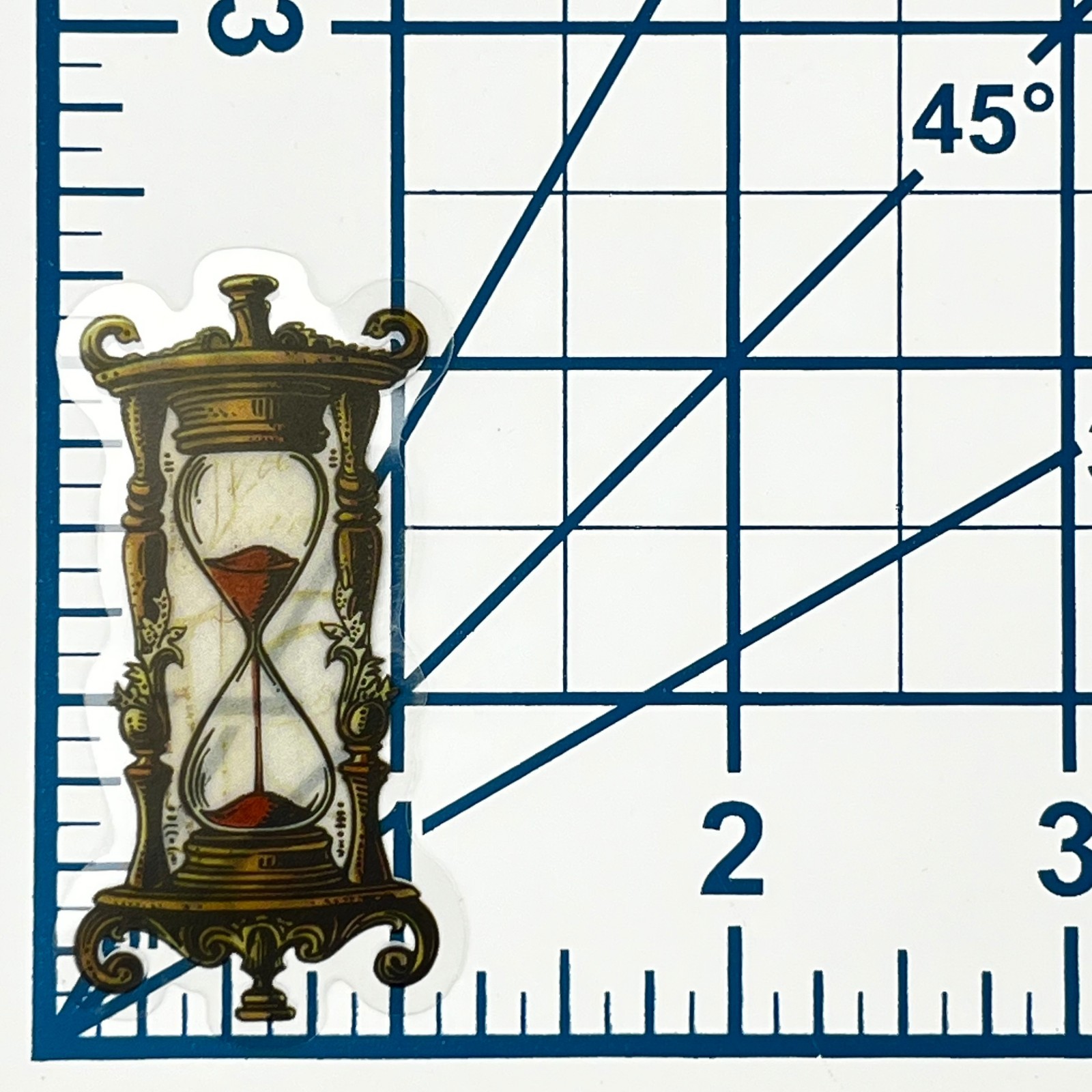 Victorian Hourglass Vinyl Sticker Transparent Vintage Sand Timer Gold Decal