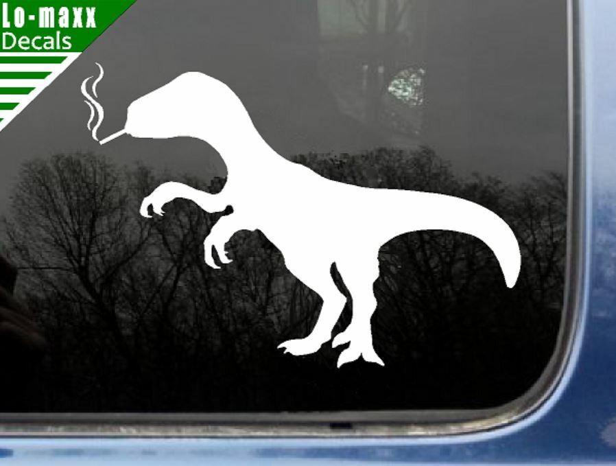 Smoking Dinosaur Art Custom Design Various Sizes & Colors Die Cut Vinyl Decal