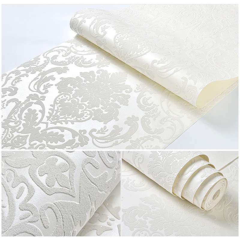 3D Embossed Flower Glitter Wallpaper Embossed Non-Woven Textured Wall Decor-