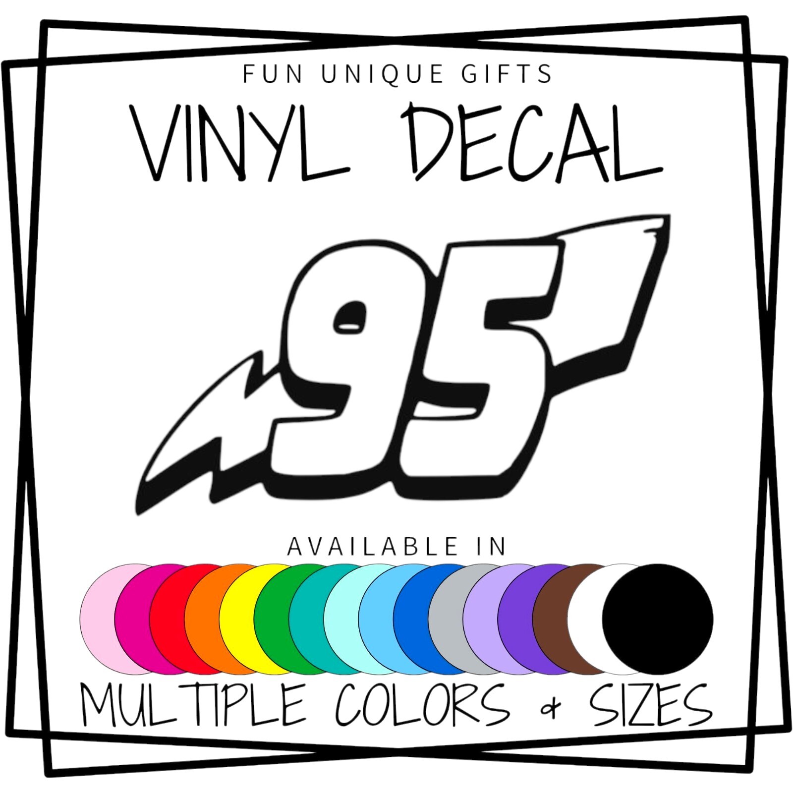 Cars Lightning McQueen 95 Vinyl Decal Sticker -Multiple Colors & Sizes FREE SHIP