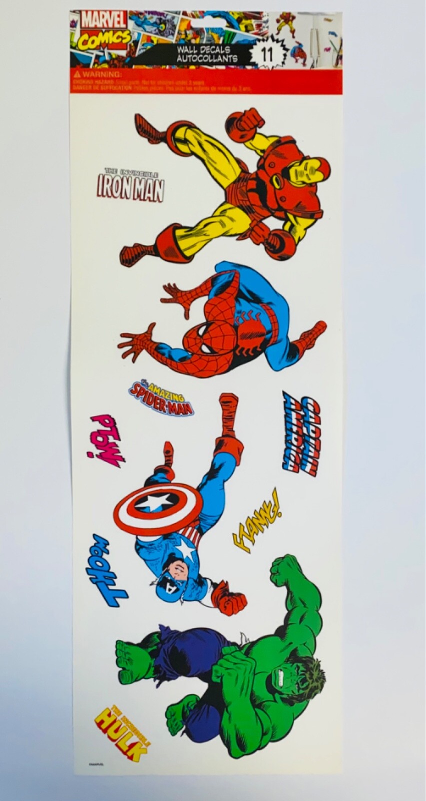Marvel Comics SUPER HERO 11 Sticker Wall Decals SPIDER-MAN Iron Man HULK Captain