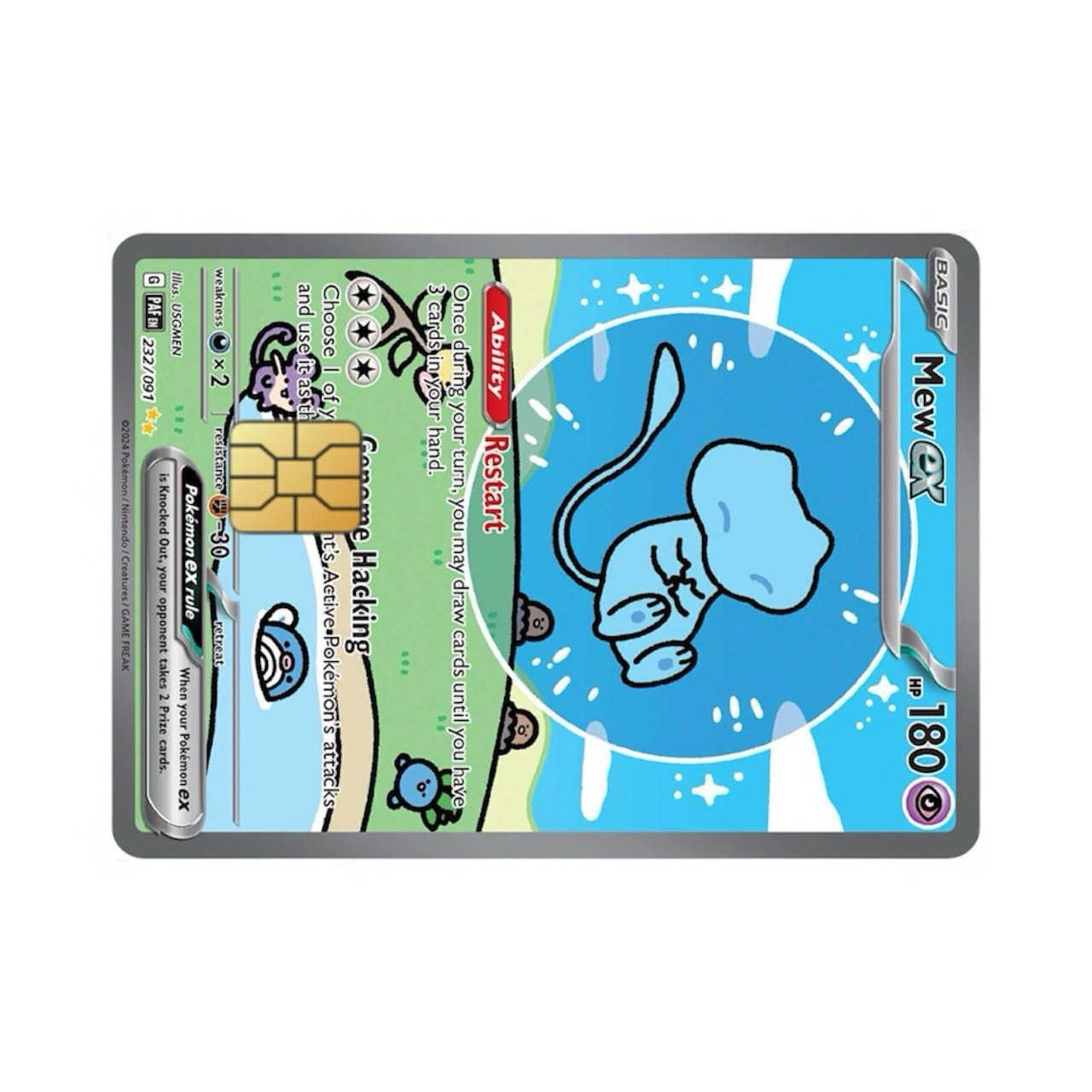Mew Ex 232/091 Bubble Mew Credit Card Sticker