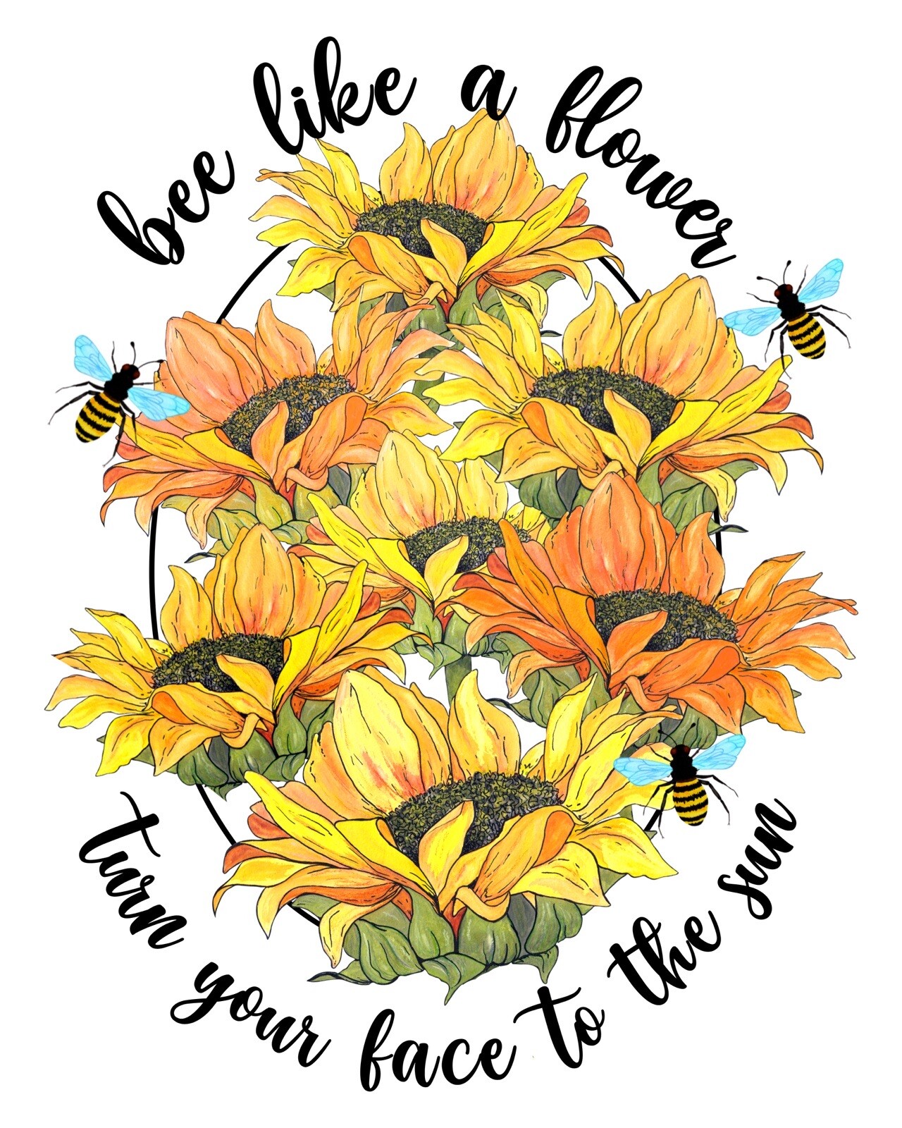 Sunflower Quote Sticker (2 inch) Turn To Sun Flower Yellow Freedom Garden Love