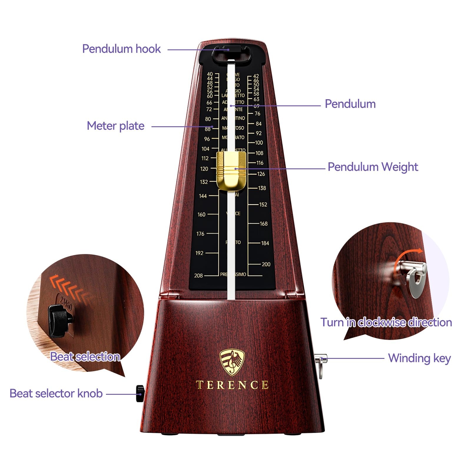 Mechanical Metronomes for Piano Guitar Drum Violin and Other Musical Instruments