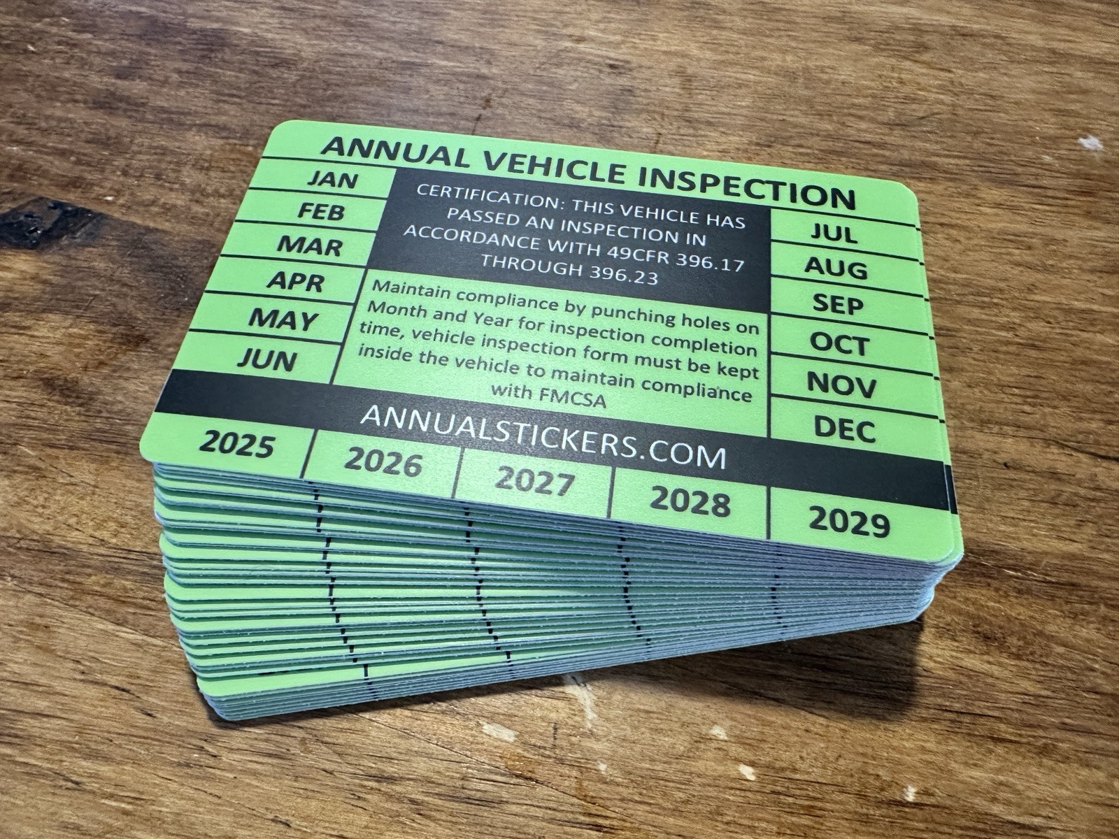 50 Pack Annual Vehicle Inspection Decal Sticker Trucks Trailers Semi Dot green