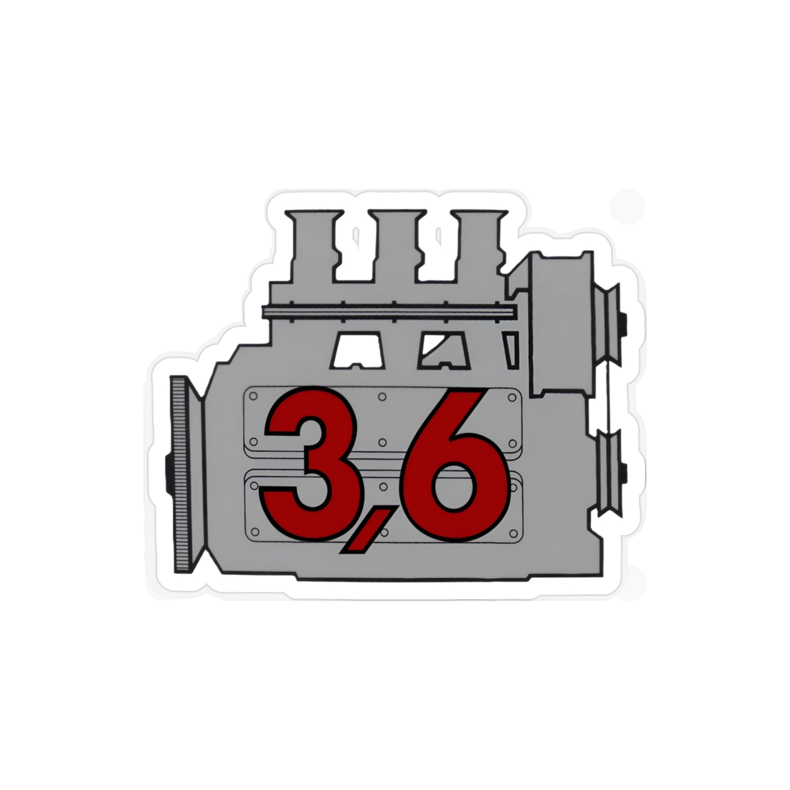 3006 Porsche 911 Flat Six Engine Red 3.6L Rear Window Decal Sticker