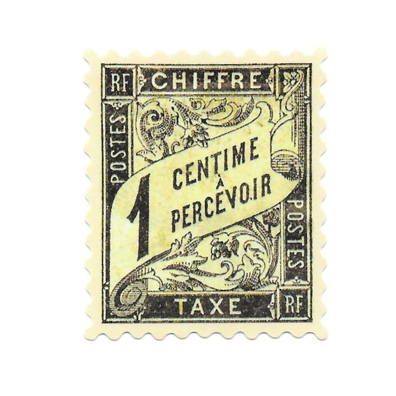 Vintage French Postage Stamp Sticker Chiffre Taxe 1 Centime Vinyl Decal France