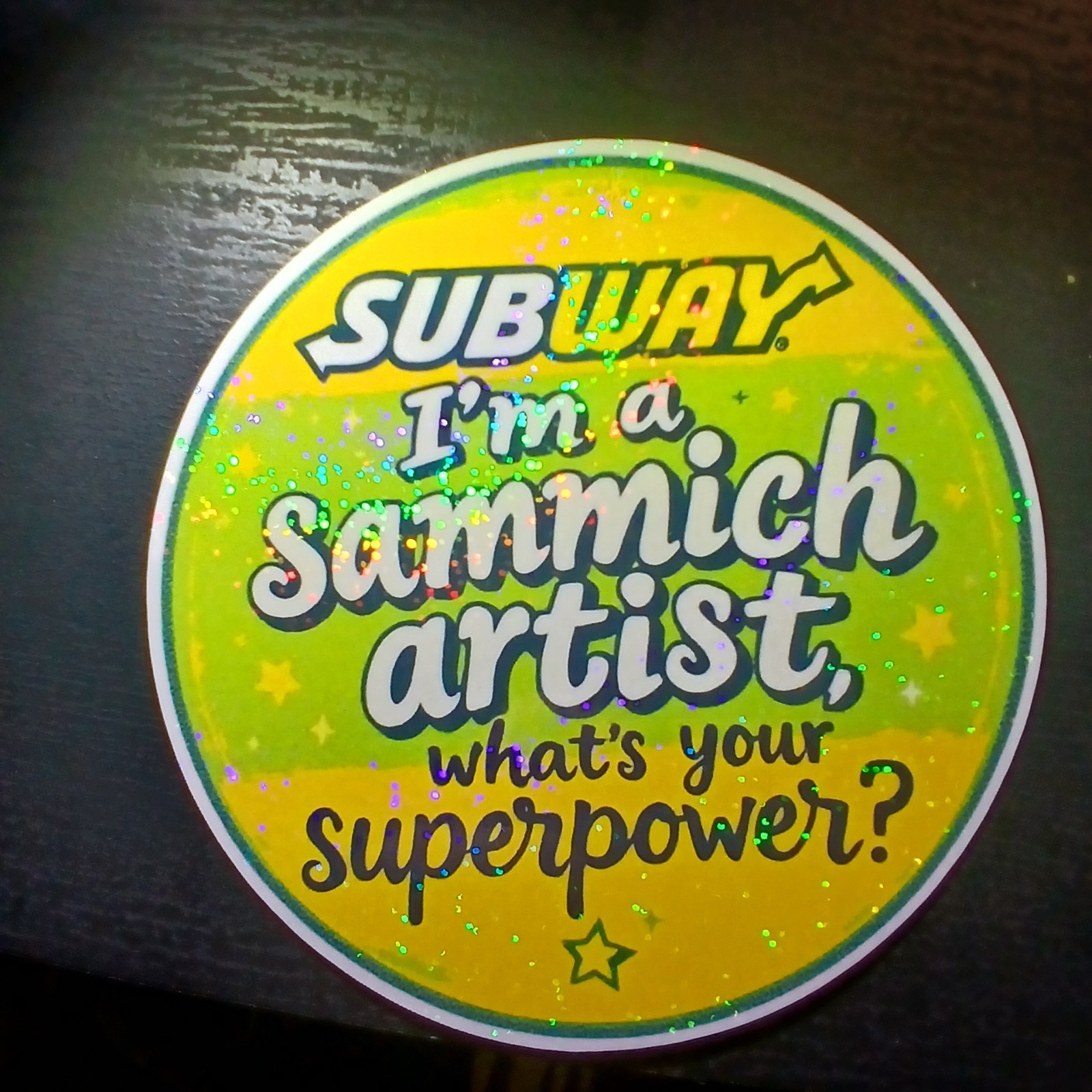 Subway Employee Holographic Sandwhich Artist Vinyl Glitter Sticker