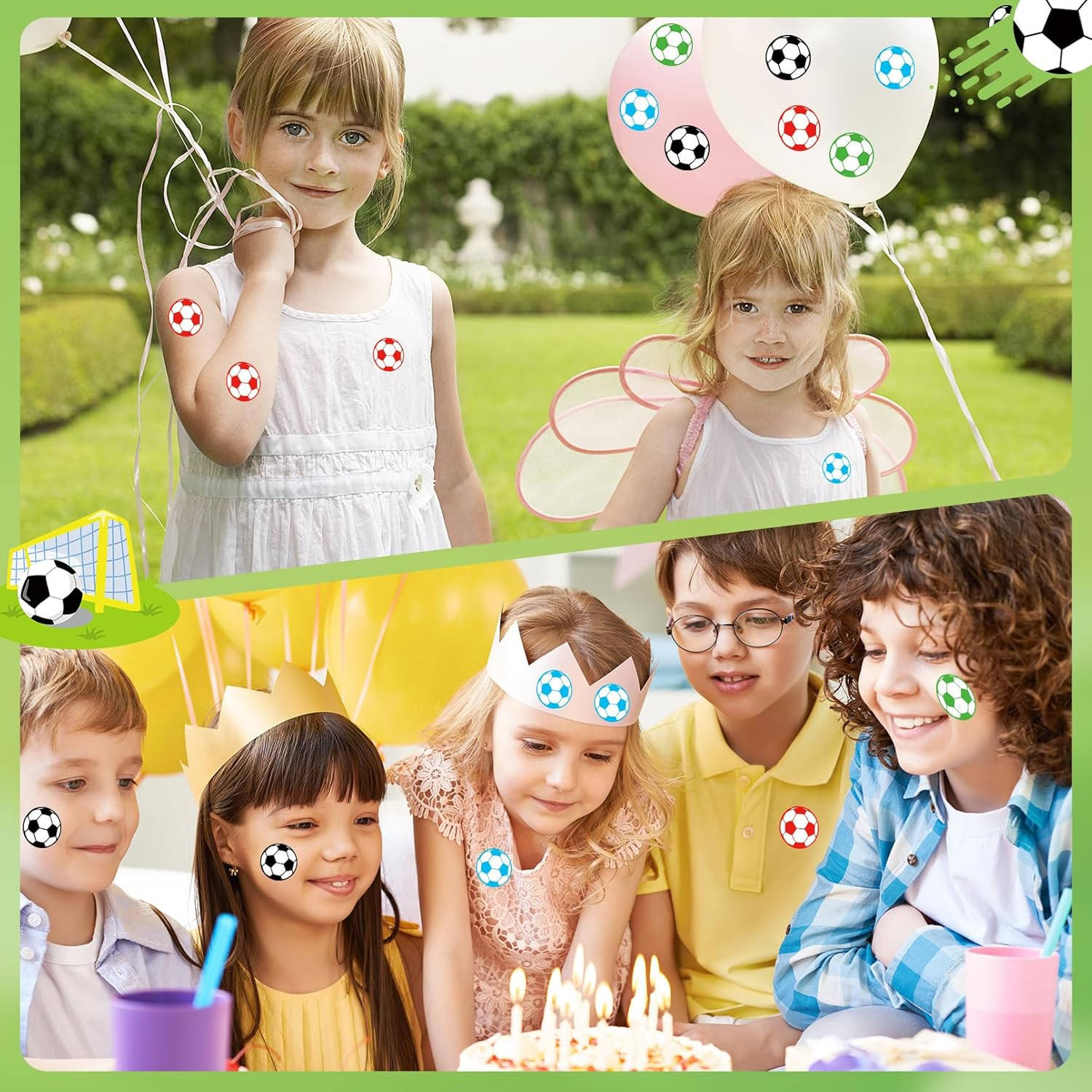 120 Pcs Soccer Stickers Vinyl, Soccer Ball Stickers for Water Bottle Kids Girls