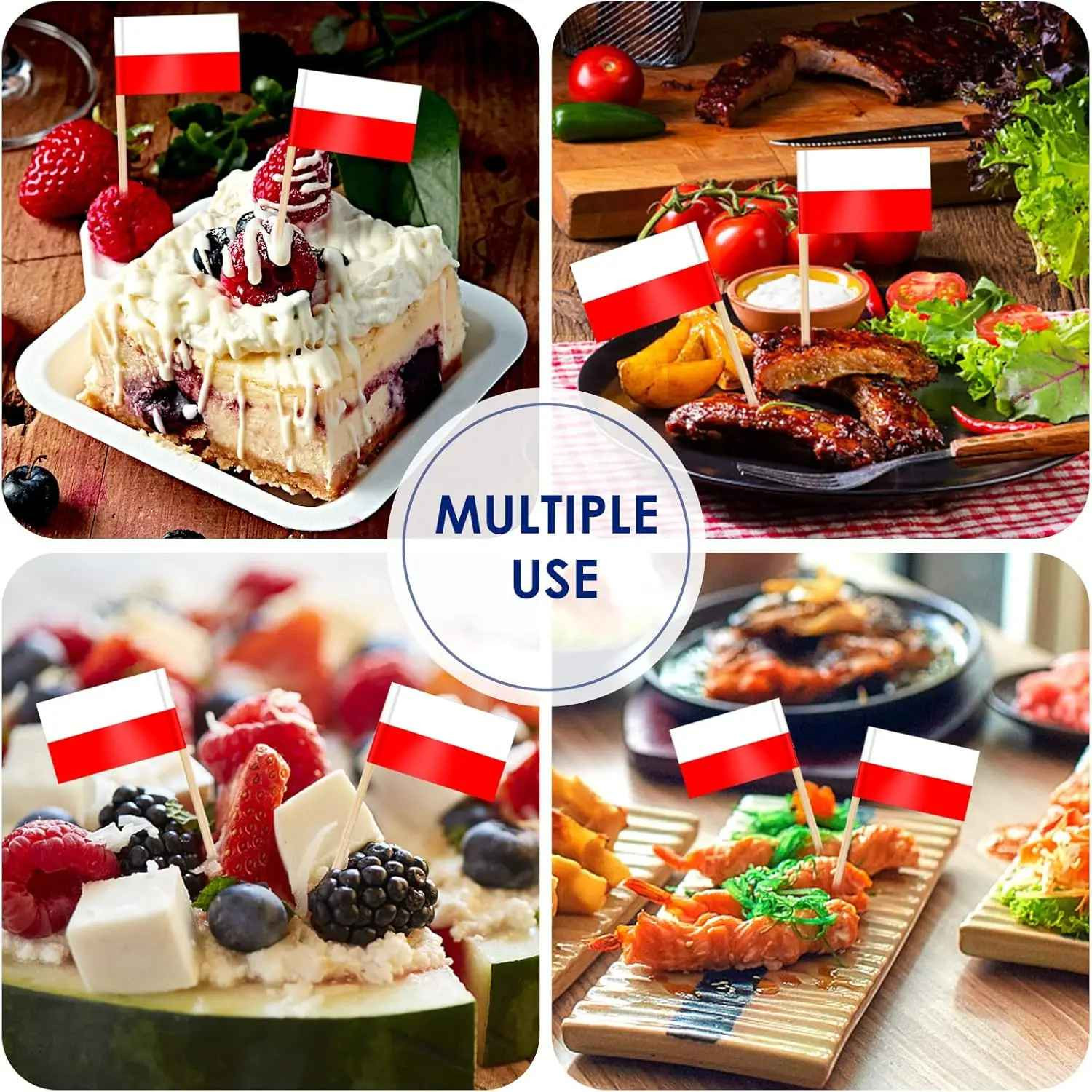 100Pcs Small American Flags Cupcake Toppers Double-sided All Country Stick Flags