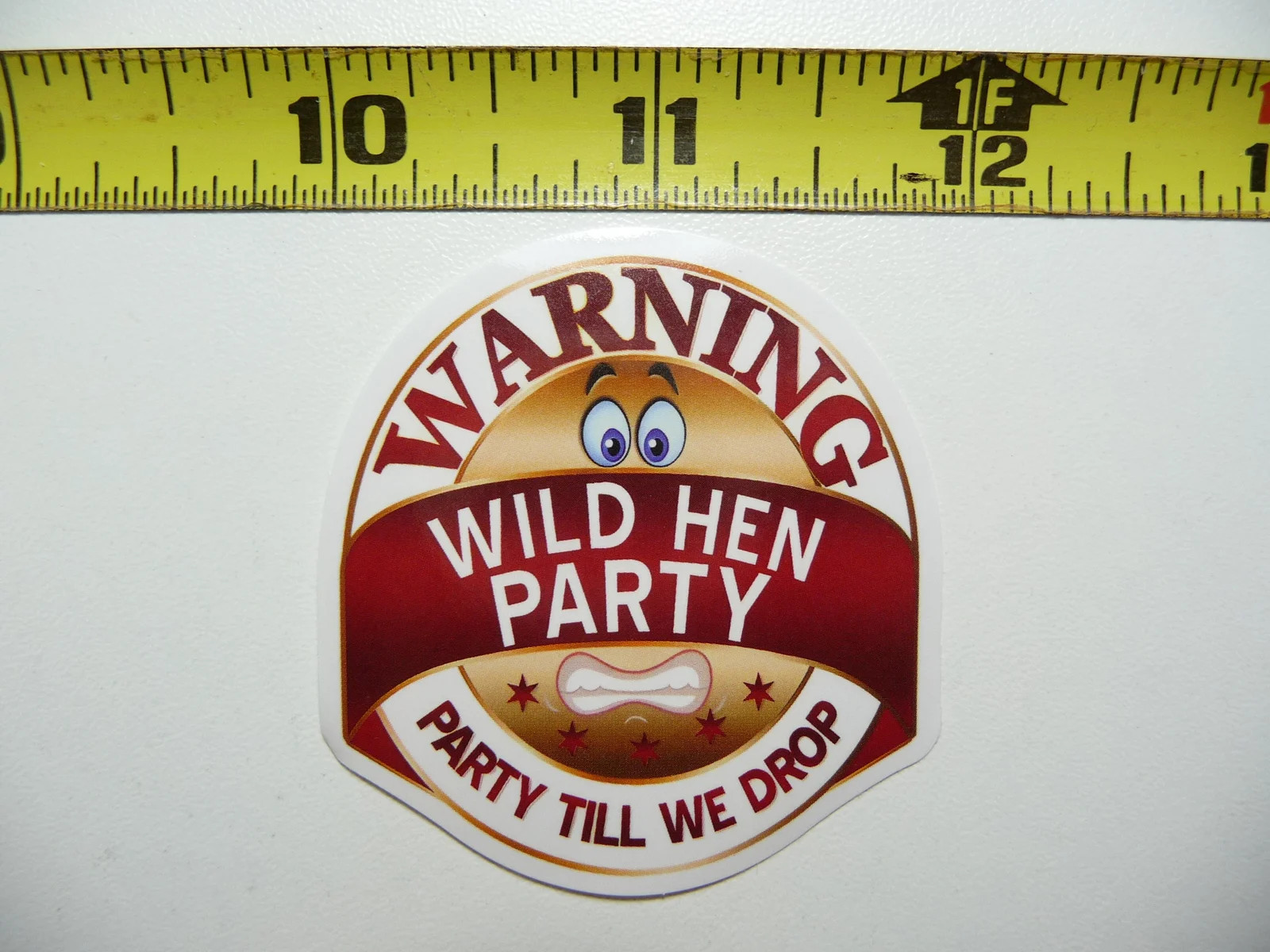WARNING WILD HEN PARTY SMALL STICKER DECAL SIGN WARNING NOTICE JOKE PRANK GAG
