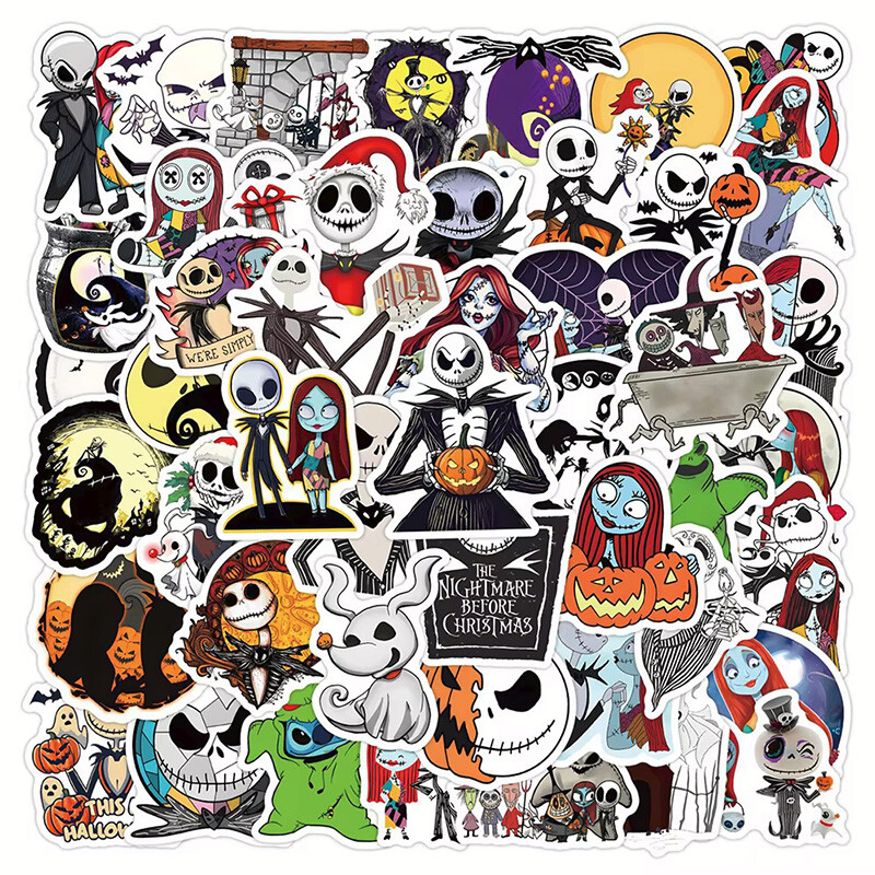 60PCS The Nightmare Before Christmas Jack Skellington Sally Decal Sticker Pack