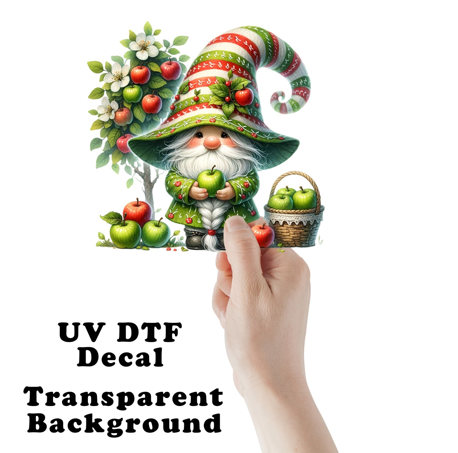 Apple Tree Gnome UV DTF Transparent Sticker / Decal