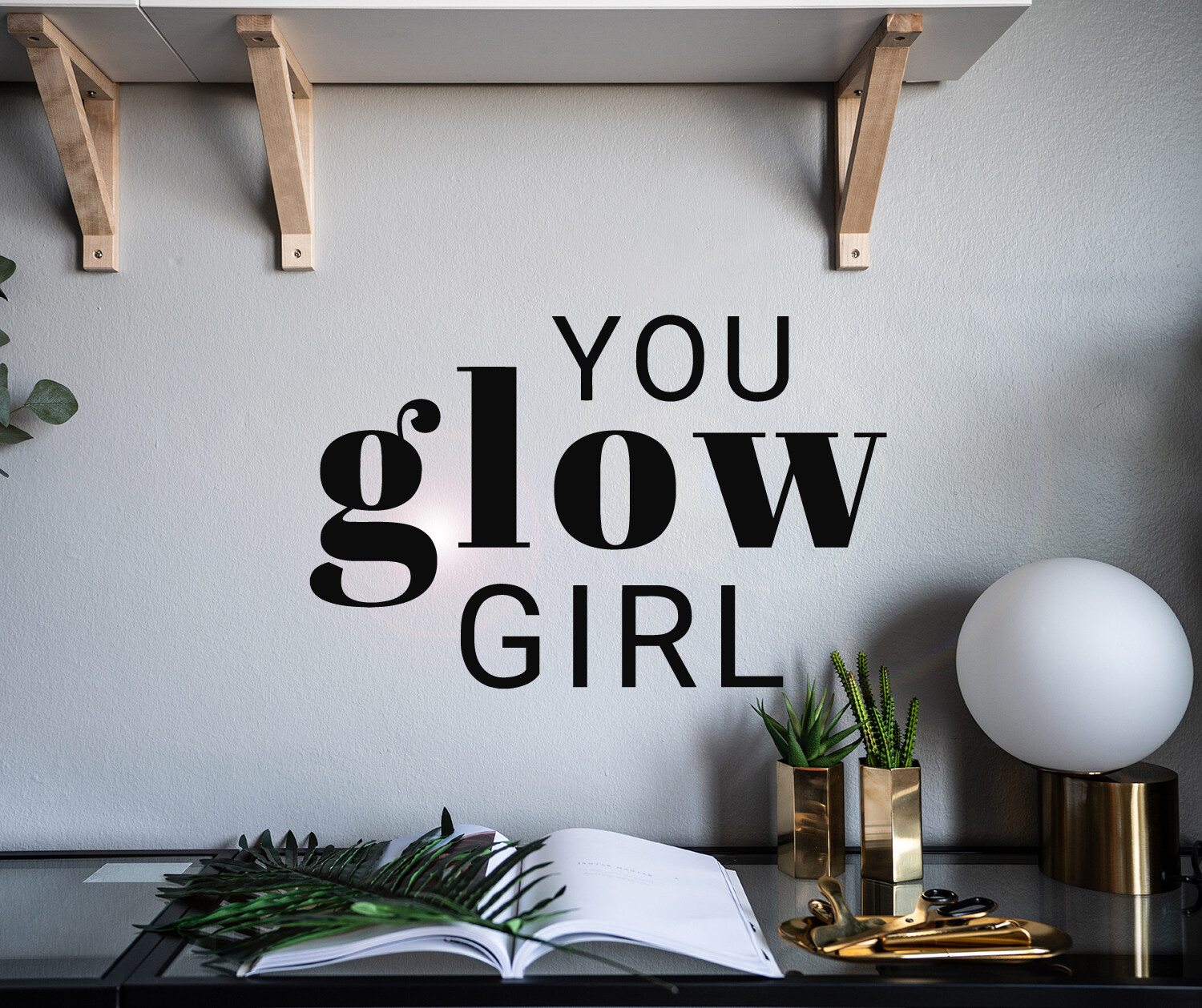 Vinyl Wall Decal Phrase Glow Girl Lettering Stickers 22.5 in x 14.5 in gz154