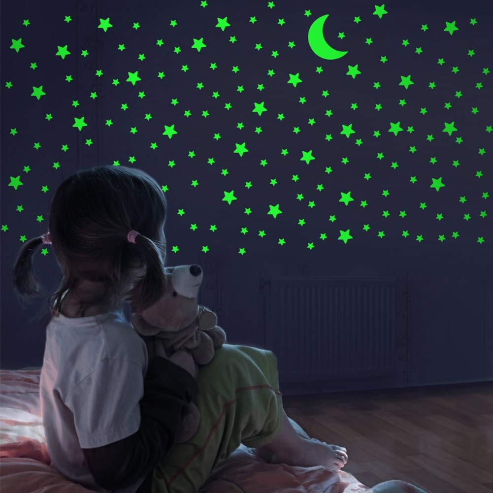 FFL DREAMS Glow in The Dark Stars and Moon, Realistic No Dots Green