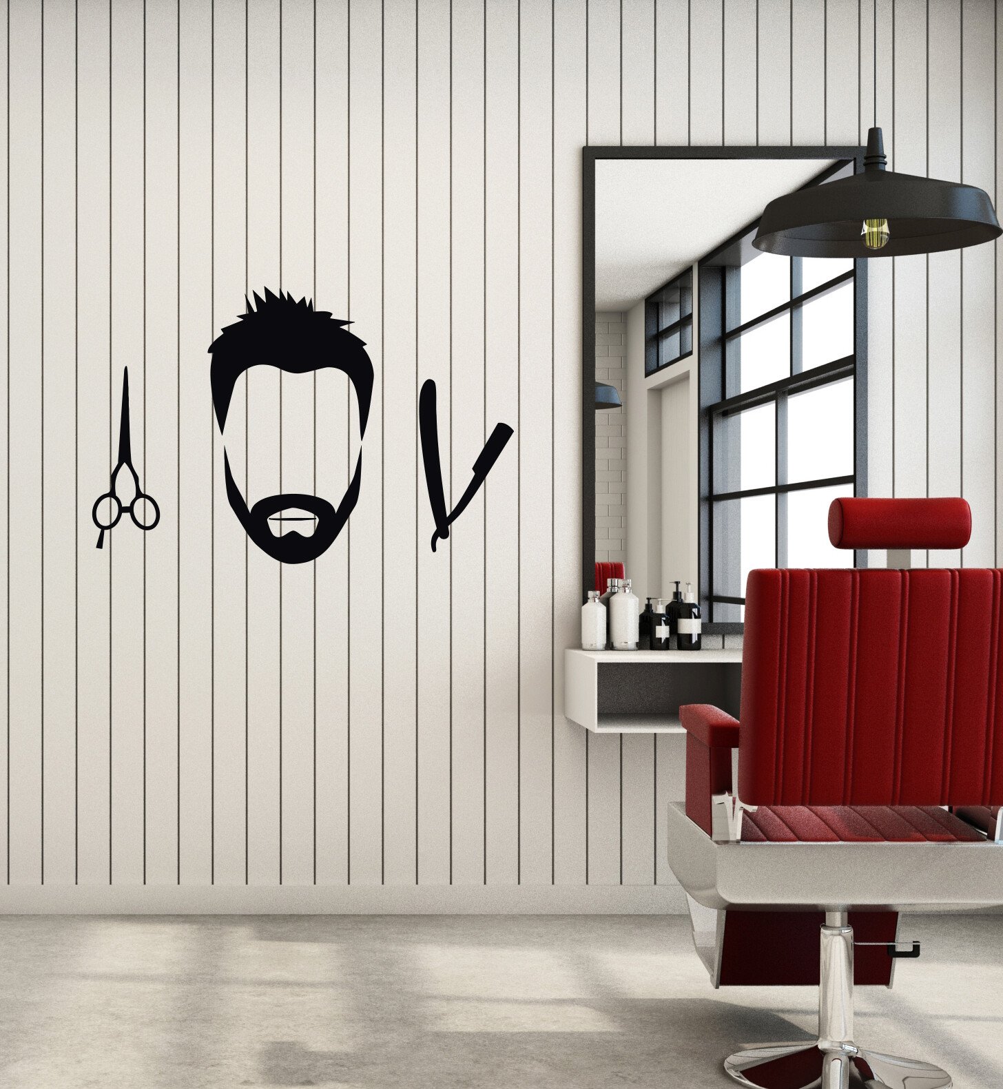 Vinyl Wall Decal Barbershop Hair Salon Barber Decor Interior Stickers (ig5873)