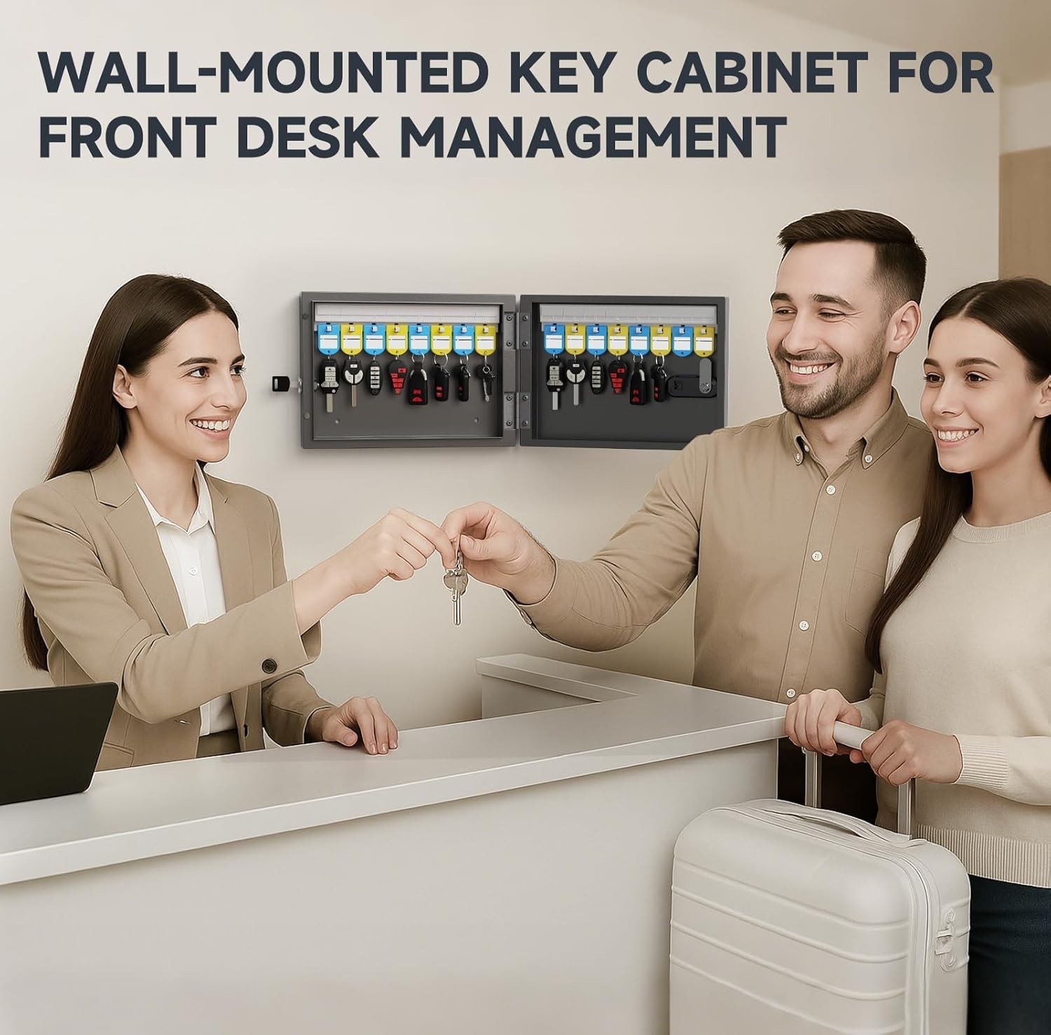 Key Lock Box Wall Mount, 16 Key Cabinet with Combination Lock & Key Tags, Digita