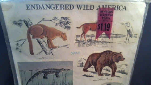 VINTAGE 1977 SEALED MEYERCORD VINYL DECALS – ENDANGERED WILD AMERICA ANIMALS