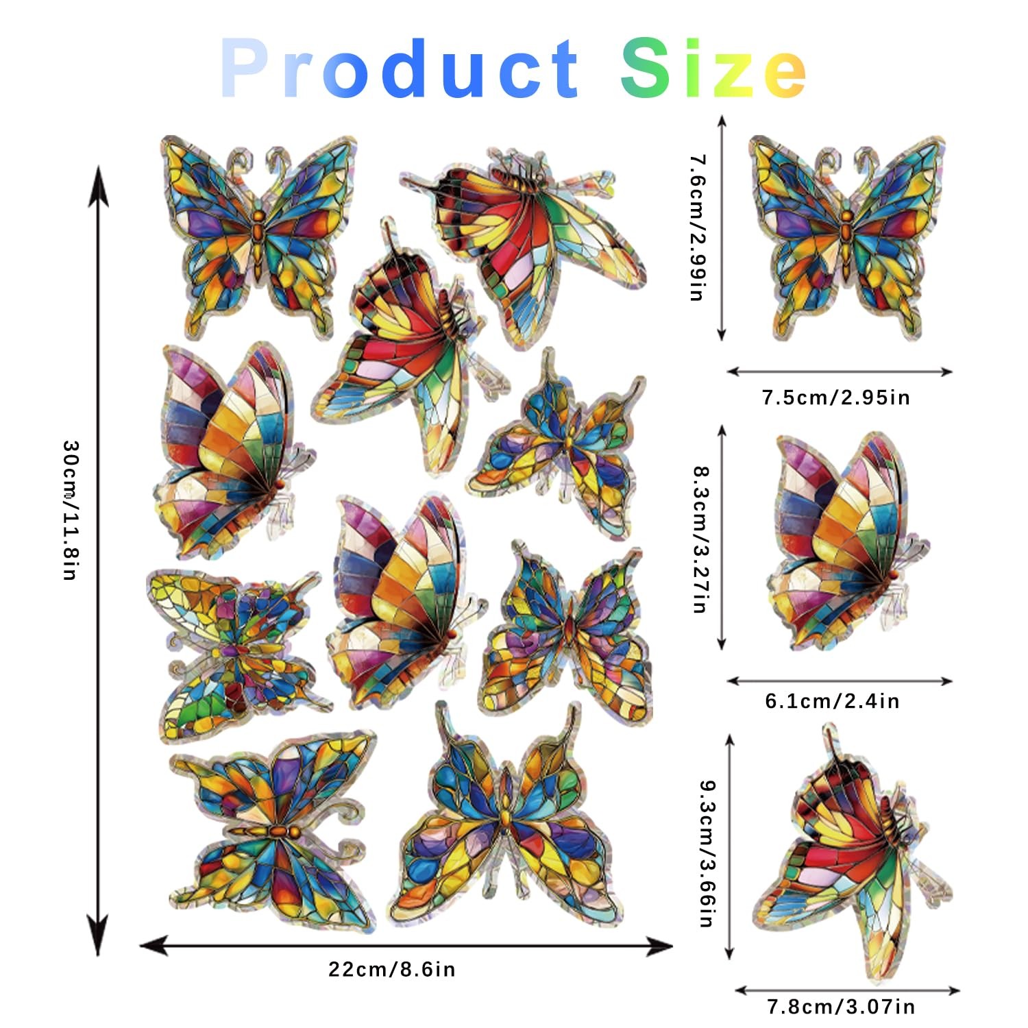 FCZon Star 20pcs Window Decals for Bird Strikes, Anti Collision Butterfly