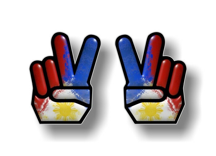 2 Peace Filipino 5" Vinyl Decals Philippines Pilipino Hippie Mac Car Stickers