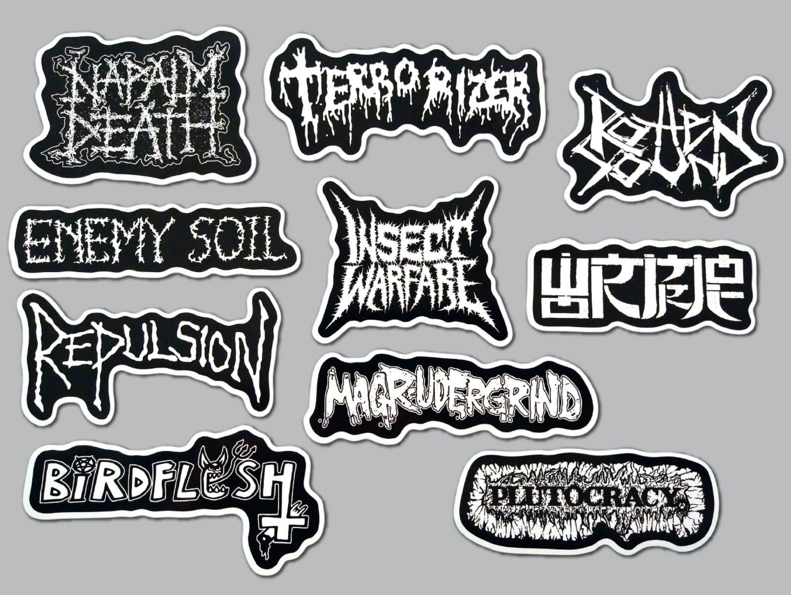 Grindcore Vinyl Sticker Lot (10 Stickers) SET 1 napalm death insect warfare