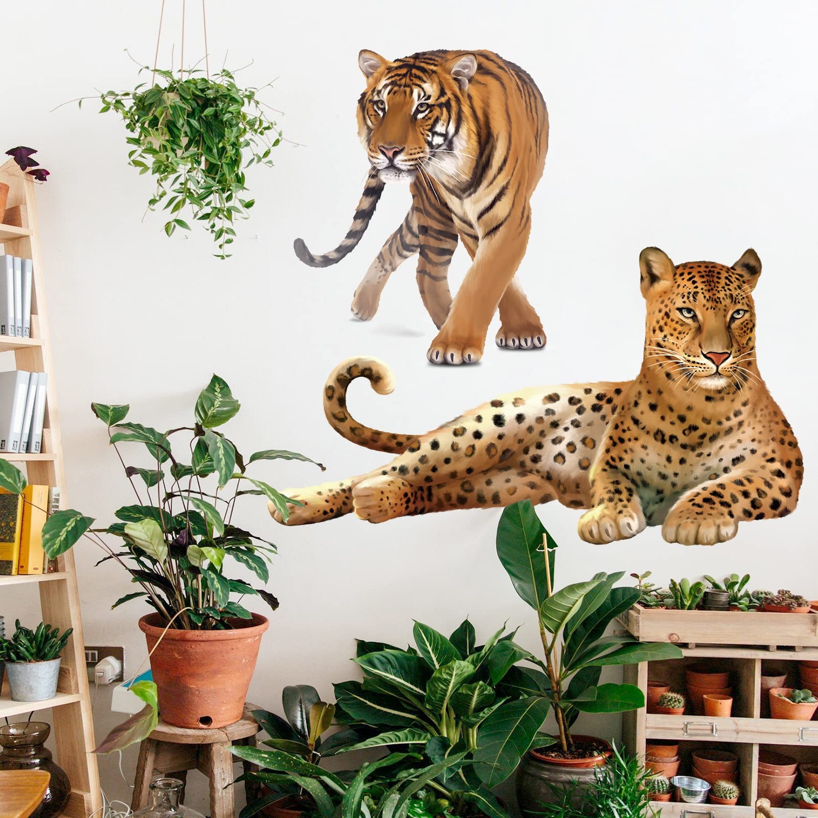 Safari Leopard Wall Stickers Jungle Animals Cheetah Peel and Stick Wall Art D…