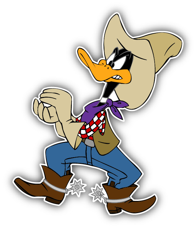 Daffy Duck Cowboy Cartoon Car Bumper Sticker Decal 5"x 4"
