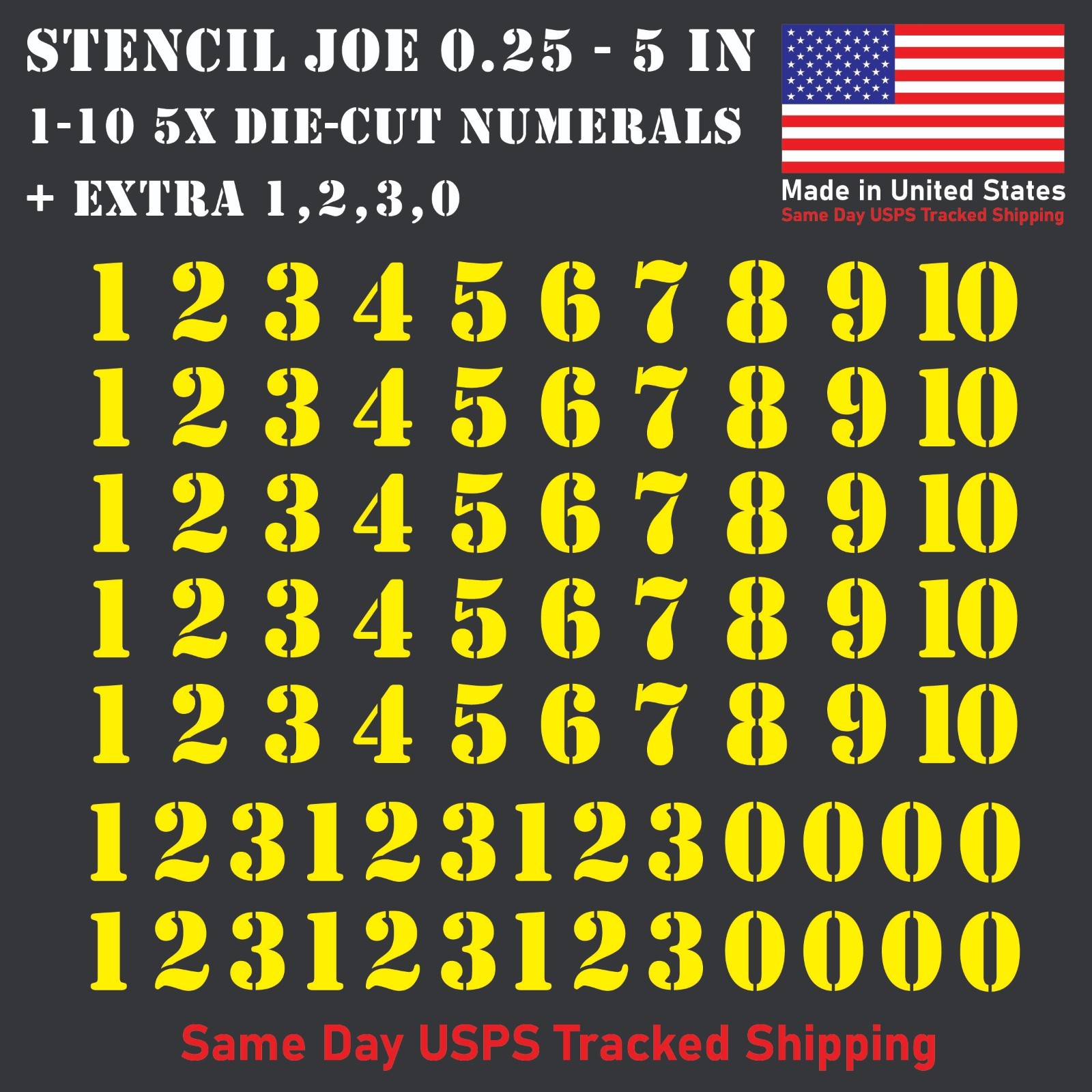 1-10 5x+ Stencil Joe Outdoor Vinyl Decal Numbers for Mailbox Door Address Locker