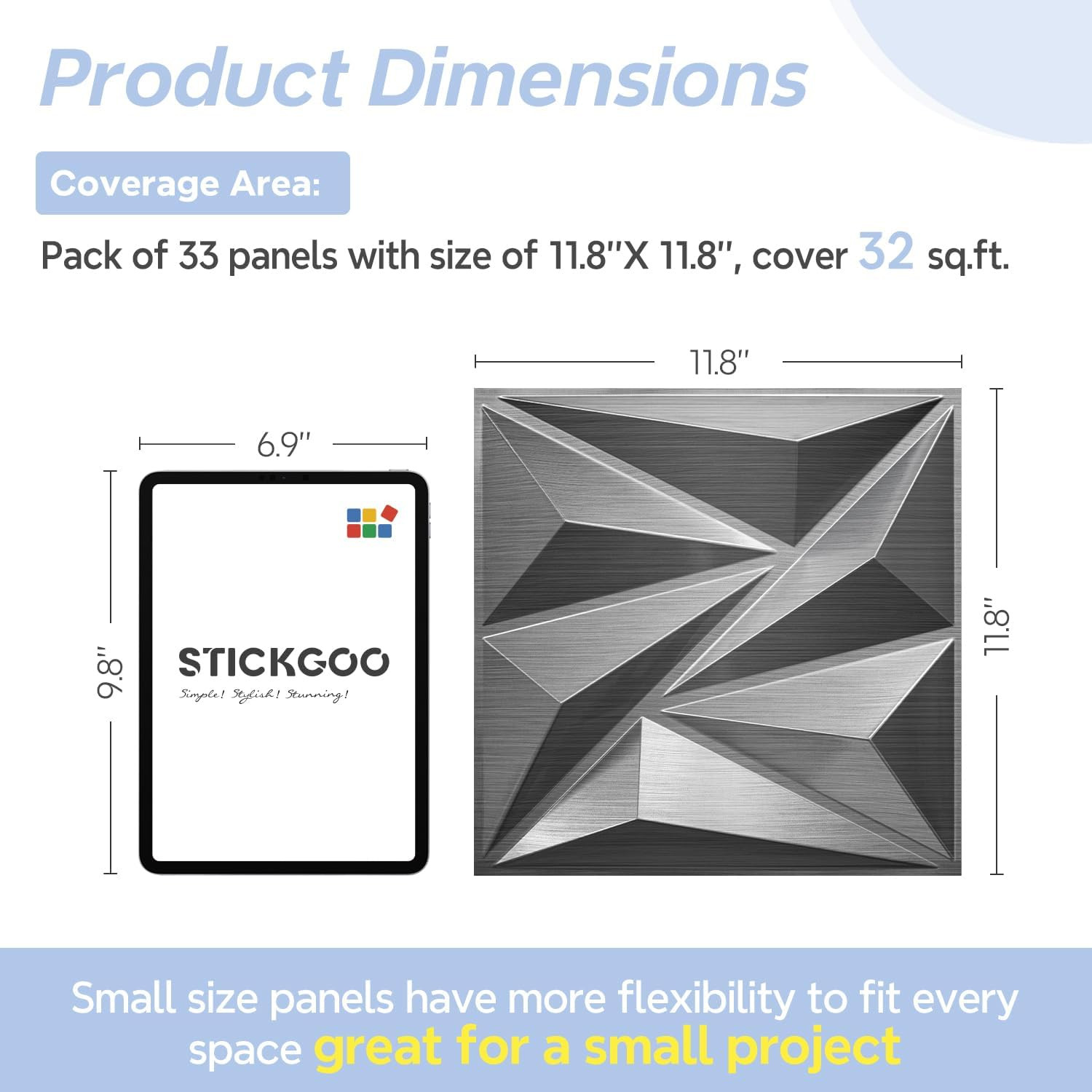 33 Pack 3D Textured Wall Panels – Brushed Silver Decor for Any Room